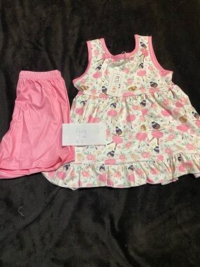 Girls Floral Ballerina Tank Dress with Pink Shorts